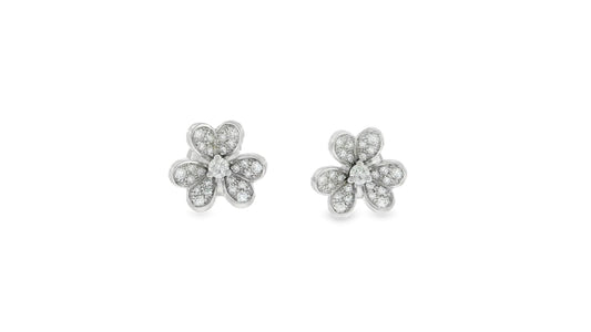Van Cleef & Arpels 18K White Gold Diamond Frivole Earrings