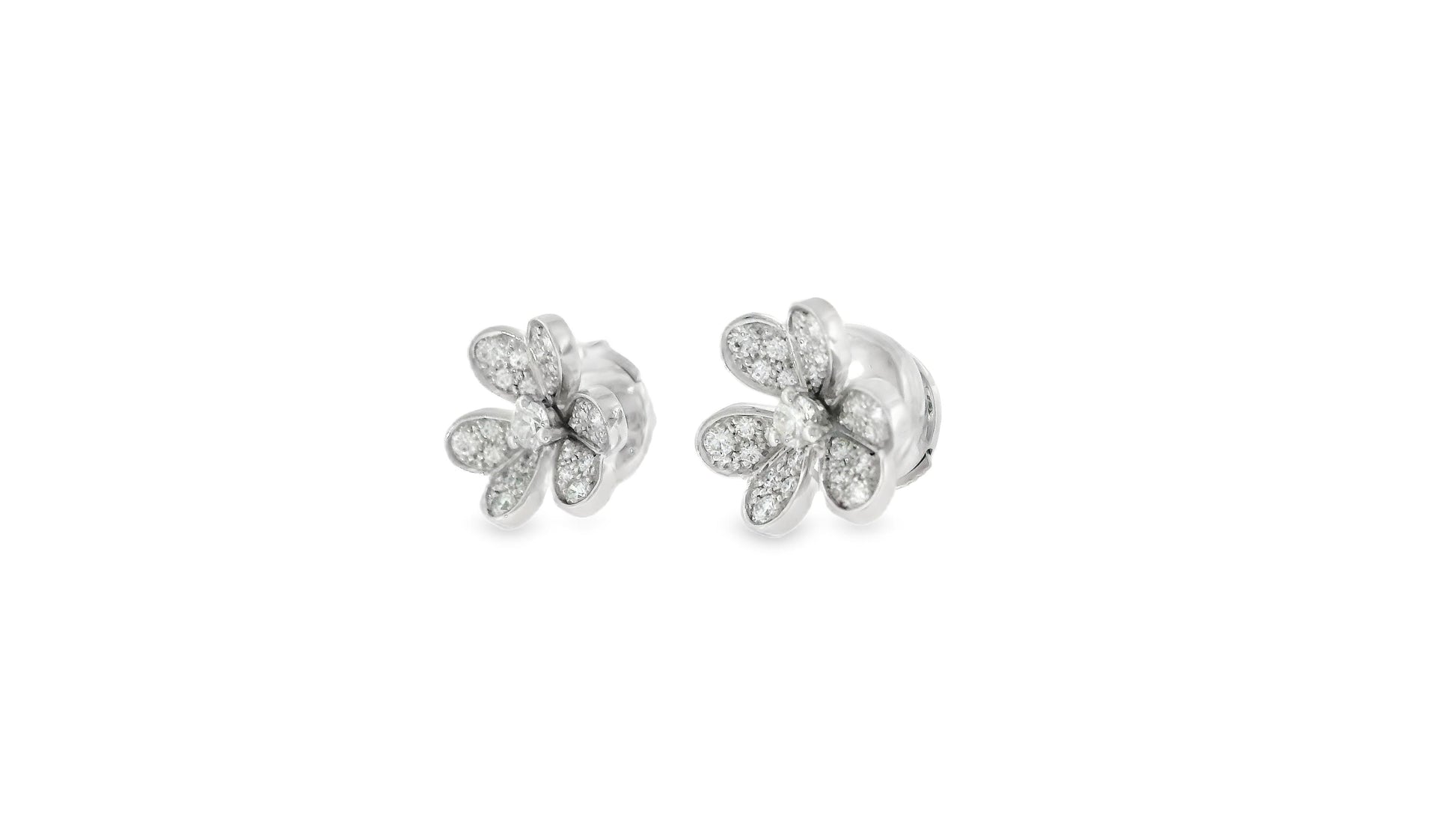 Van Cleef & Arpels 18K White Gold Diamond Frivole Earrings