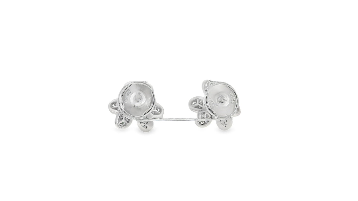 Van Cleef & Arpels 18K White Gold Diamond Frivole Earrings