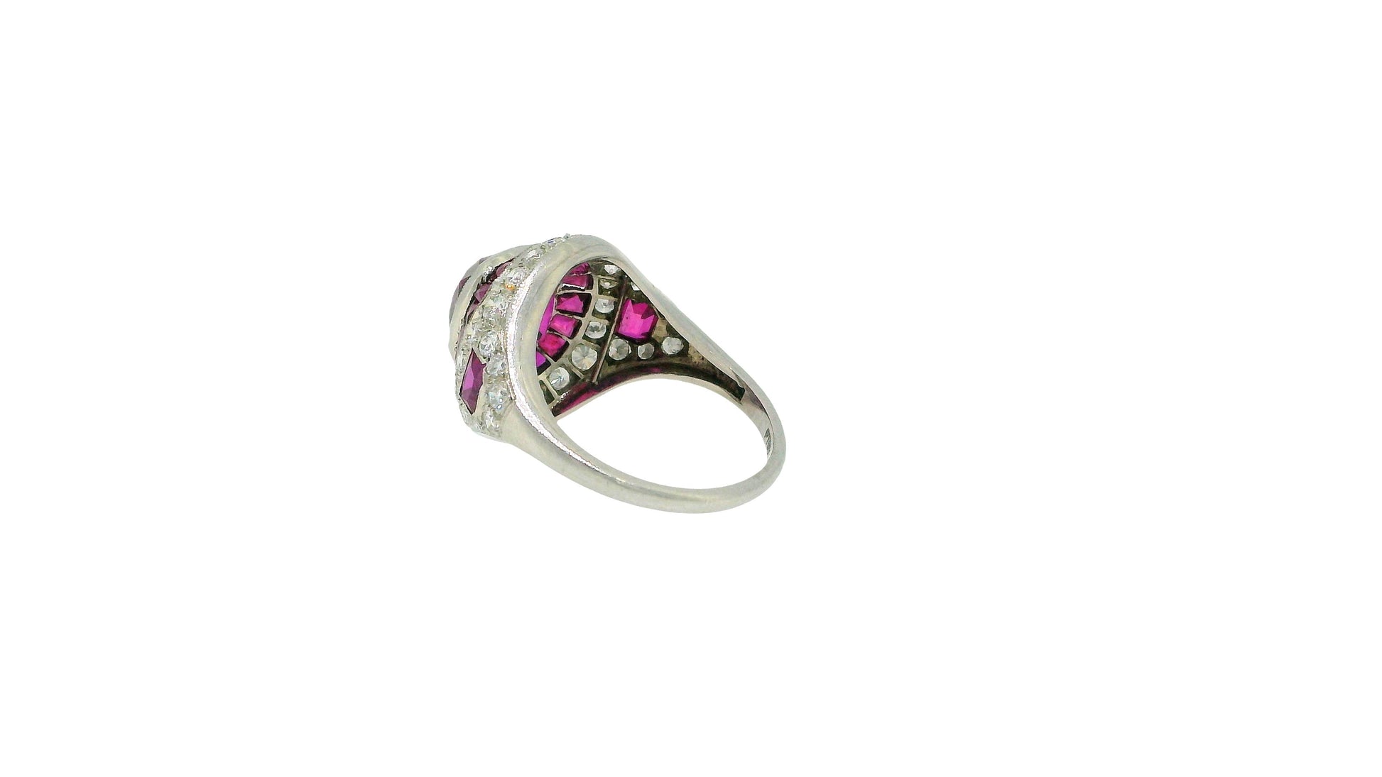 4.57 Carat Cushion Ruby, Diamonds and Halfmoon Rubies Side GIA Certified Ring