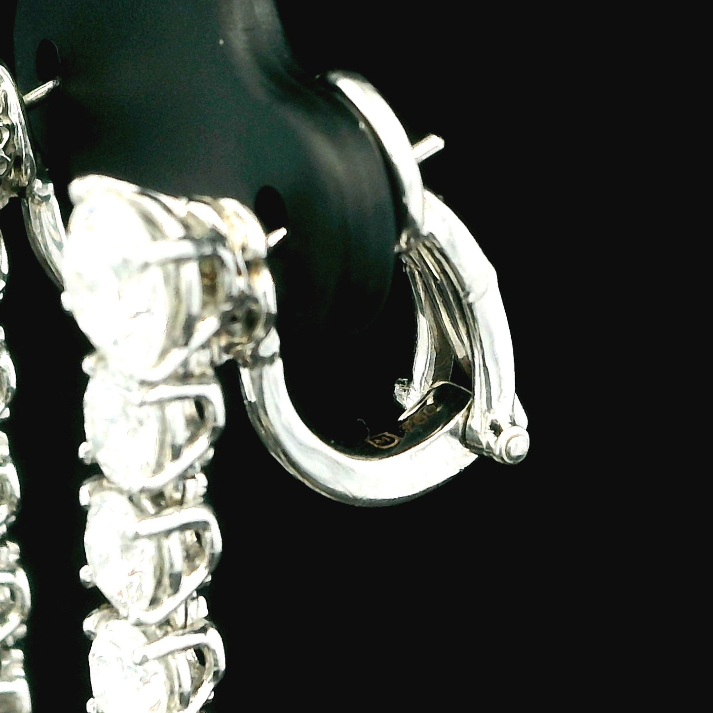Mikimoto Elongated Pearl Drops Diamond Line 18K Gold Earrings