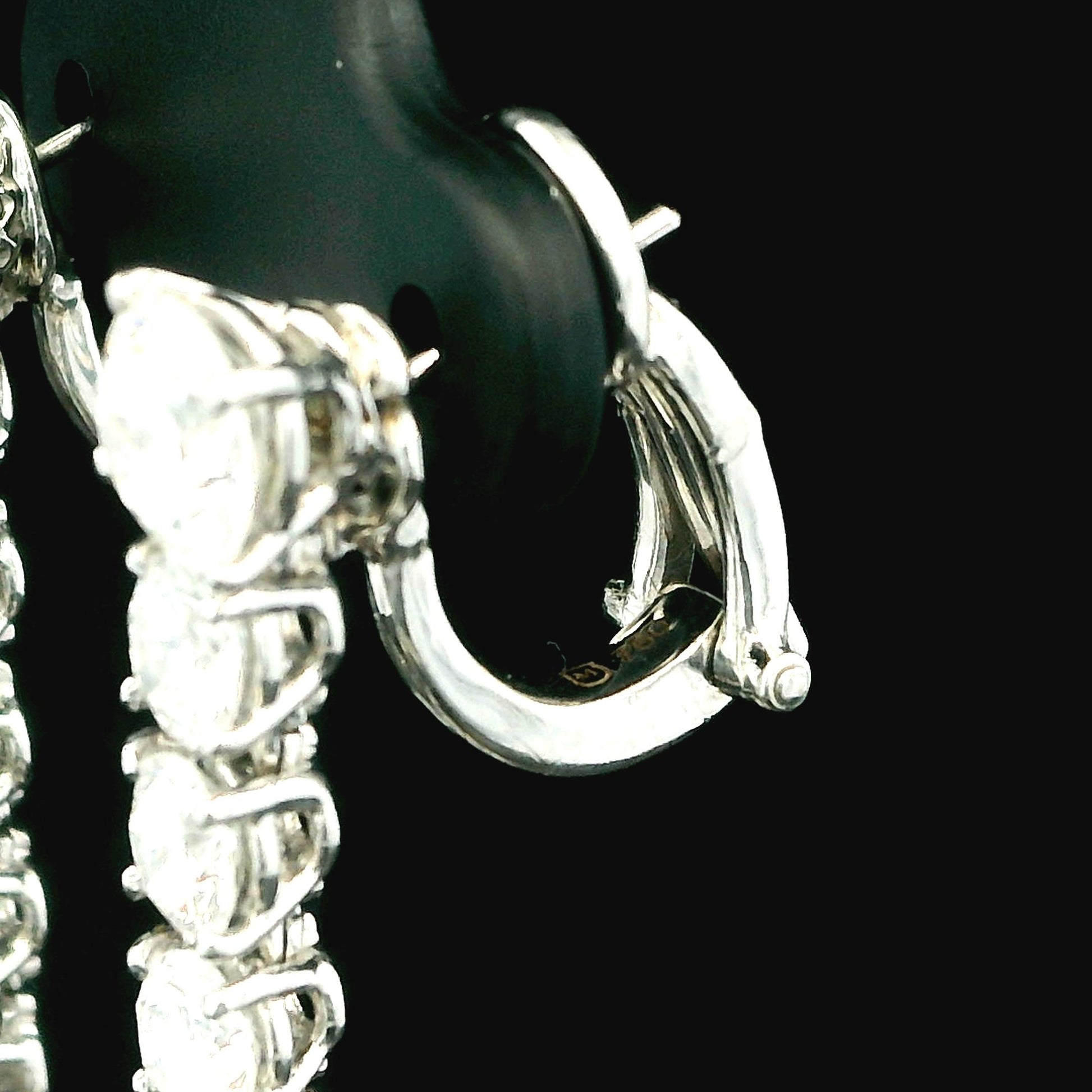 Mikimoto Elongated Pearl Drops Diamond Line 18K Gold Earrings