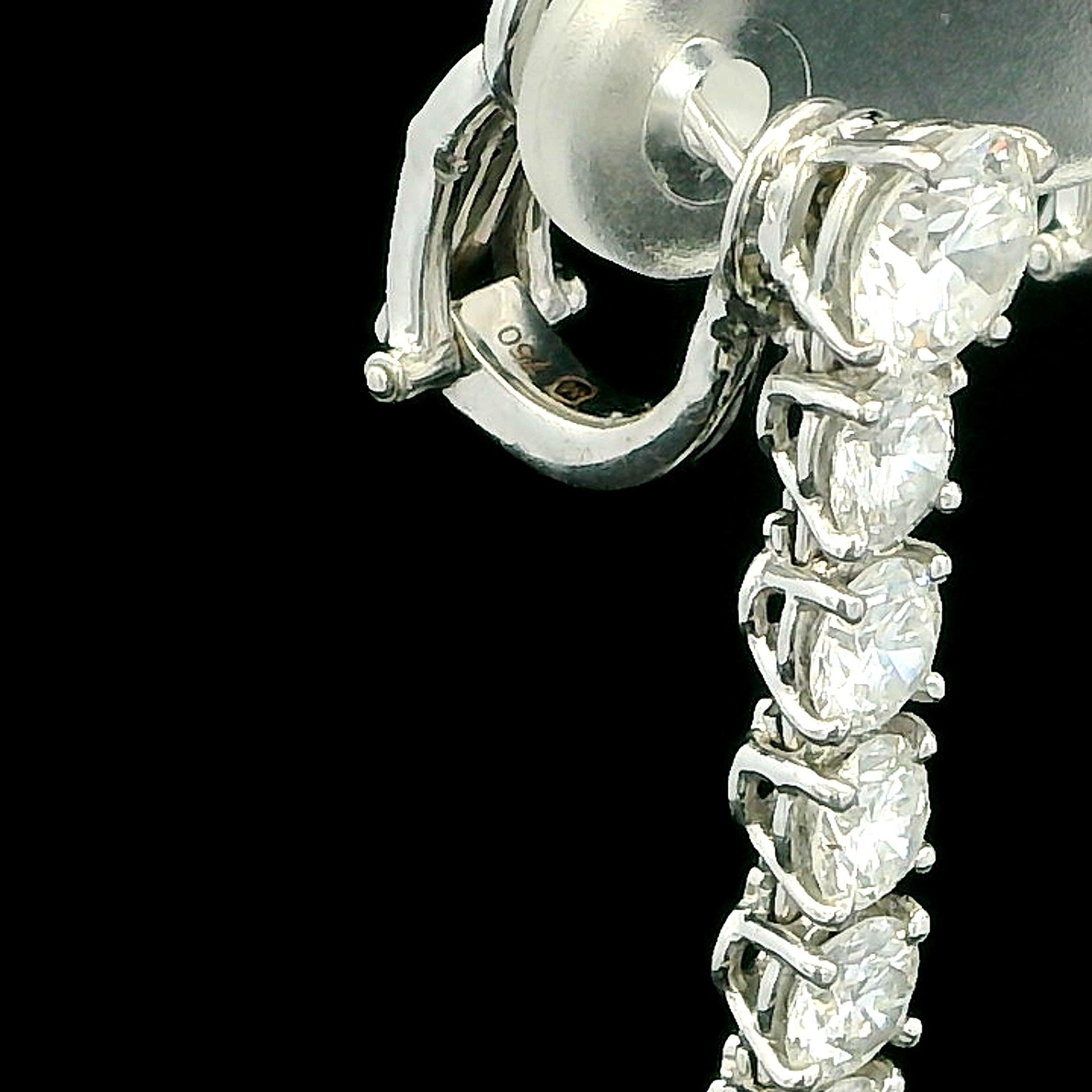 Mikimoto Elongated Pearl Drops Diamond Line 18K Gold Earrings