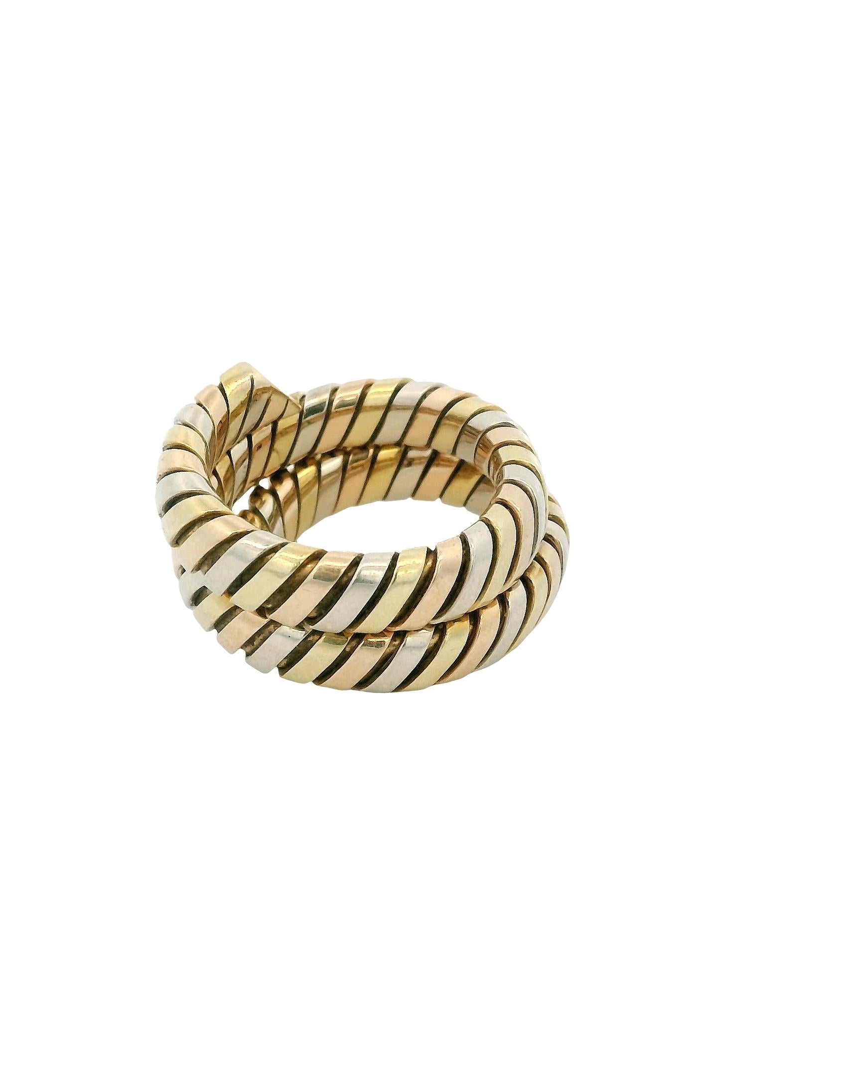 Bvlgari Tubogas 18k Tricolor Snake Ring