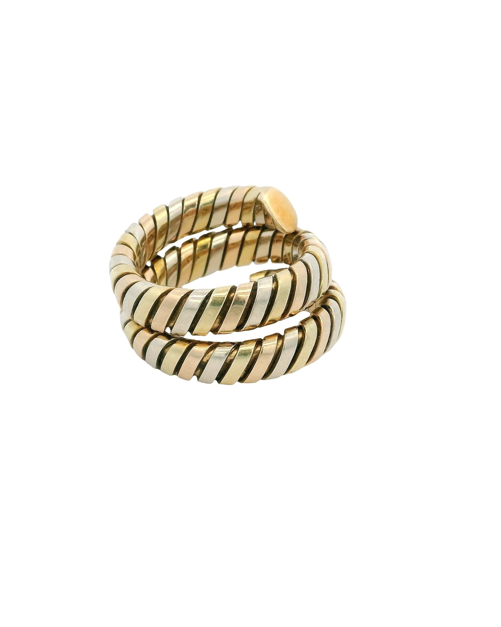 Bvlgari Tubogas 18k Tricolor Snake Ring