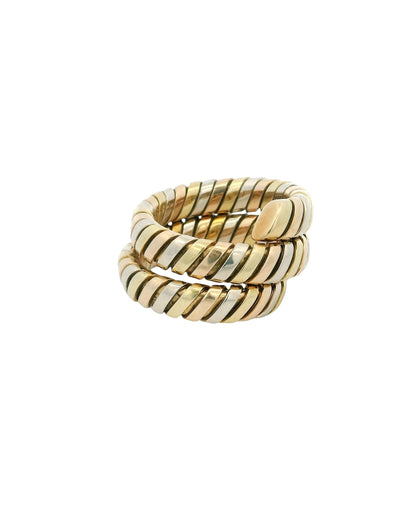 Bvlgari Tubogas 18k Tricolor Snake Ring