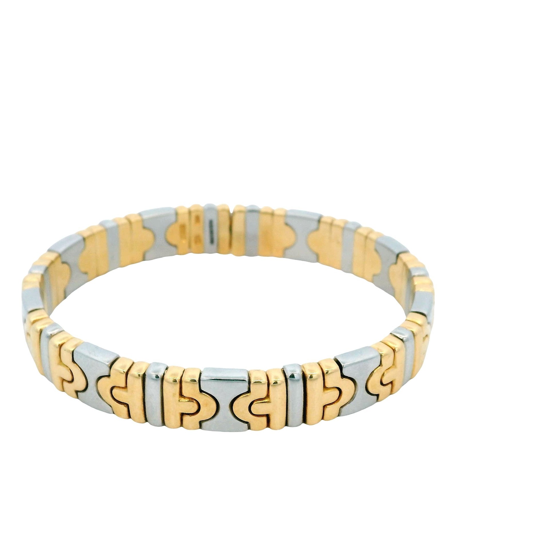 Bvlgari Parenthesis 18K yellow Gold & Stainless Steel Thin Cuff