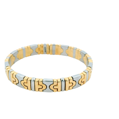 Bvlgari Parenthesis 18K yellow Gold & Stainless Steel Thin Cuff