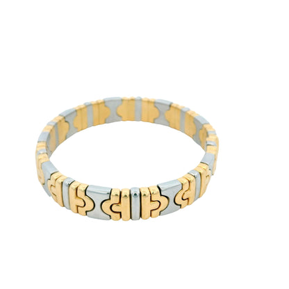Bvlgari Parenthesis 18K yellow Gold & Stainless Steel Thin Cuff