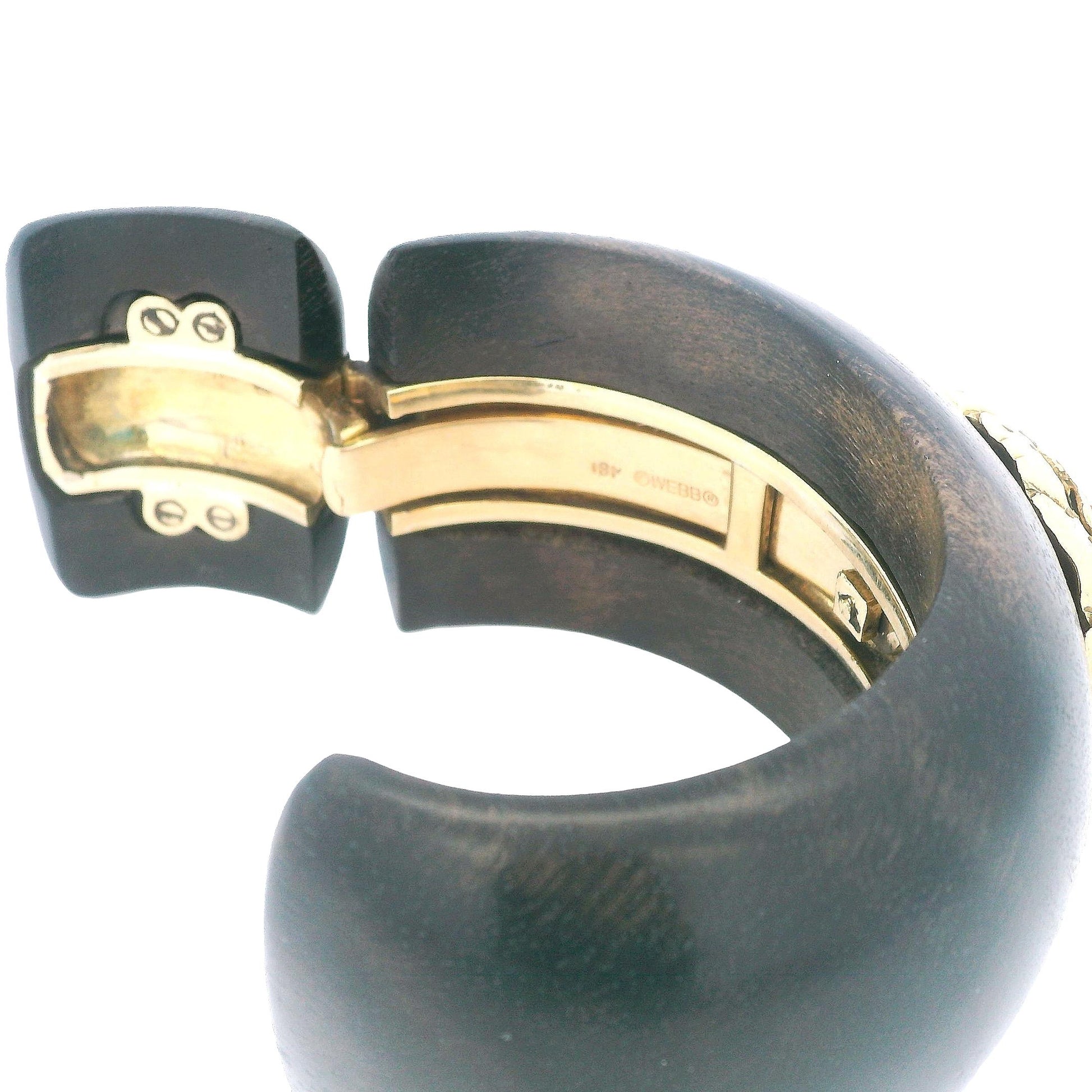 David Webb 18K Yellow Gold Wood W/Cl Top
