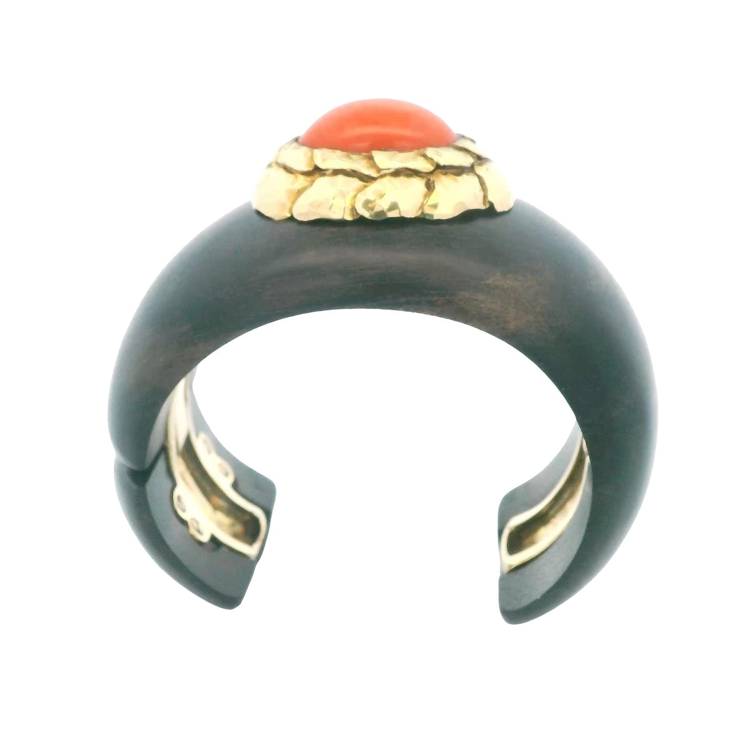 David Webb 18K Yellow Gold Wood W/Cl Top