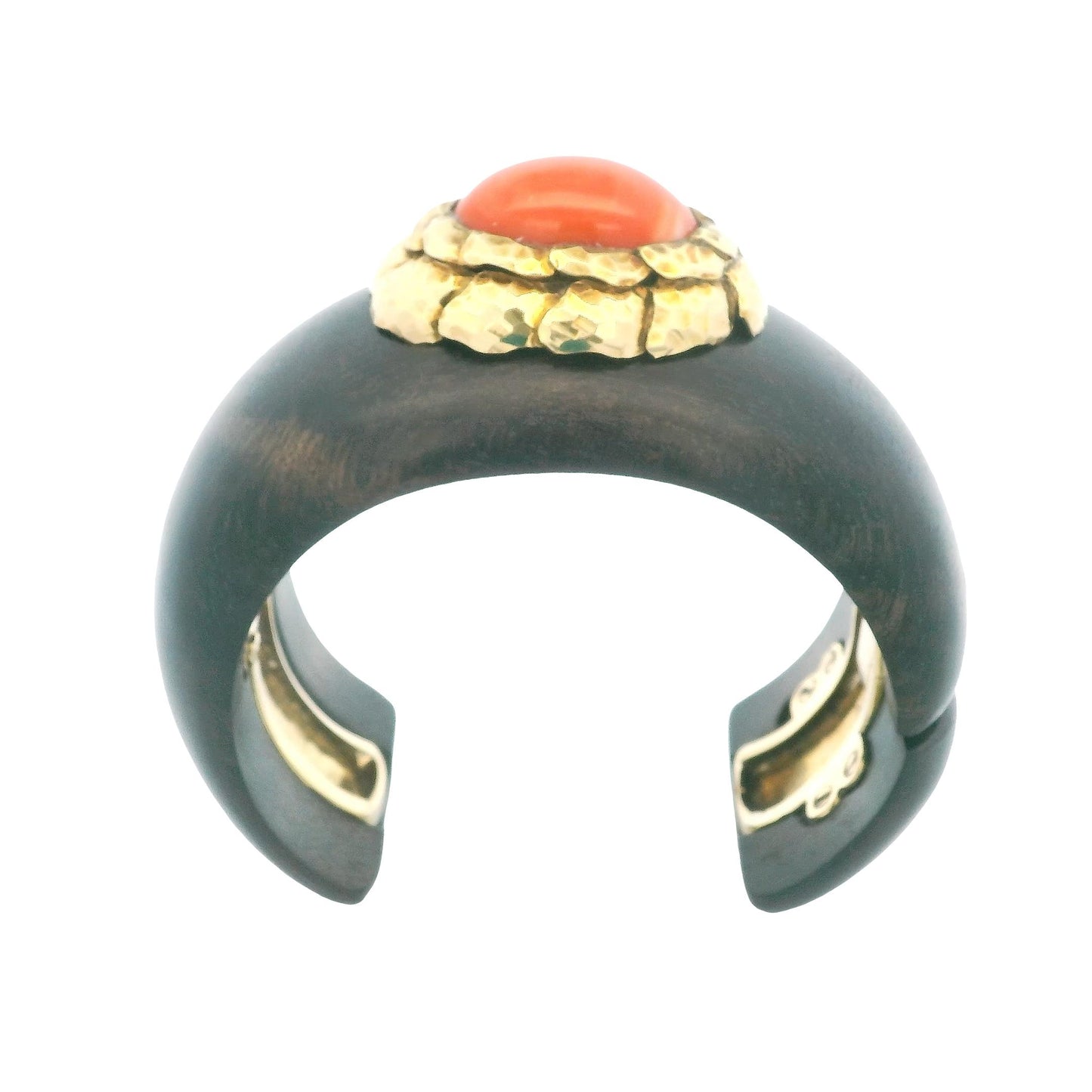 David Webb 18K Yellow Gold Wood W/Cl Top