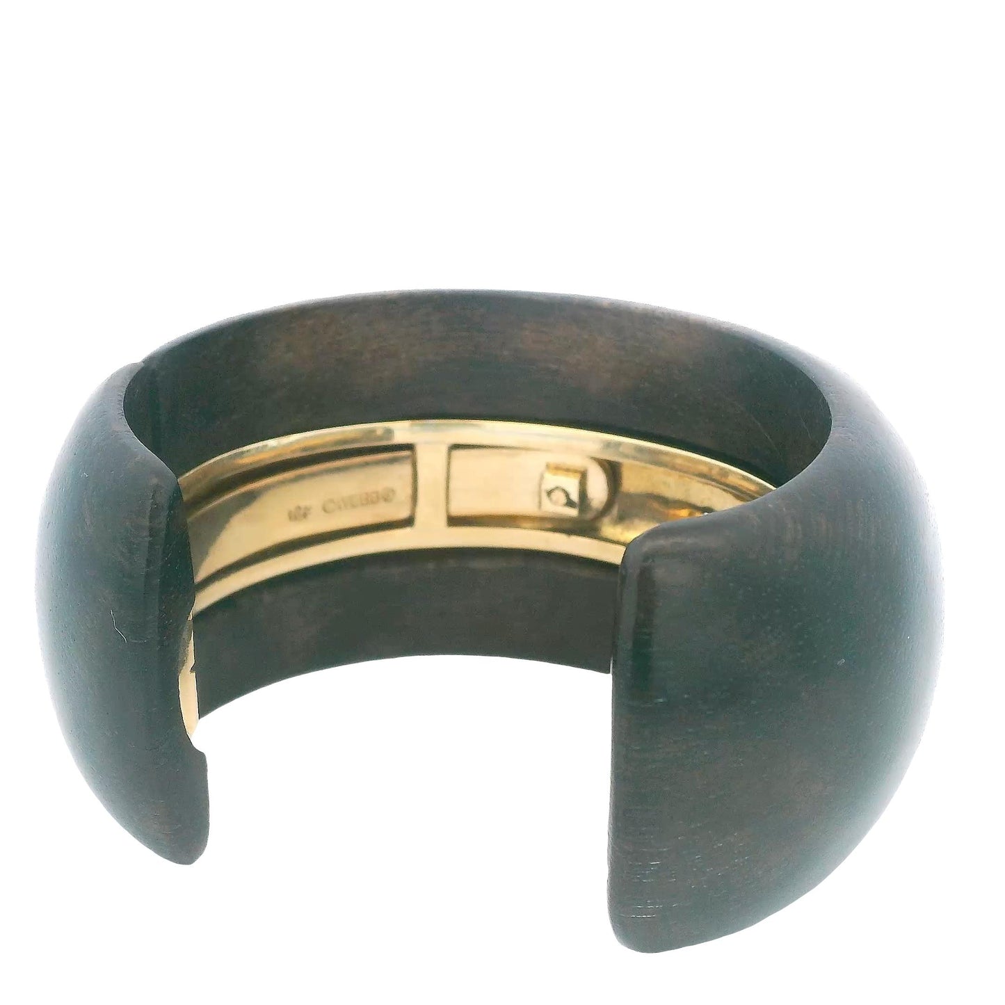 David Webb 18K Yellow Gold Wood W/Cl Top