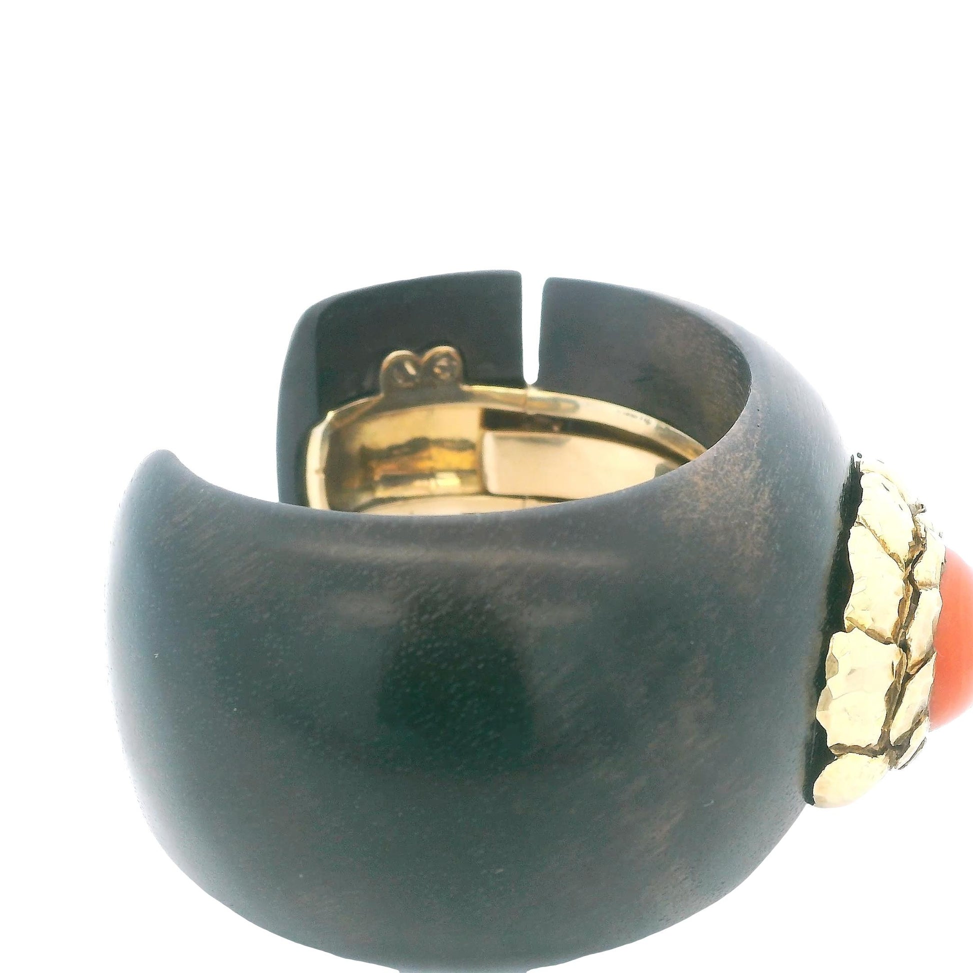 David Webb 18K Yellow Gold Wood W/Cl Top