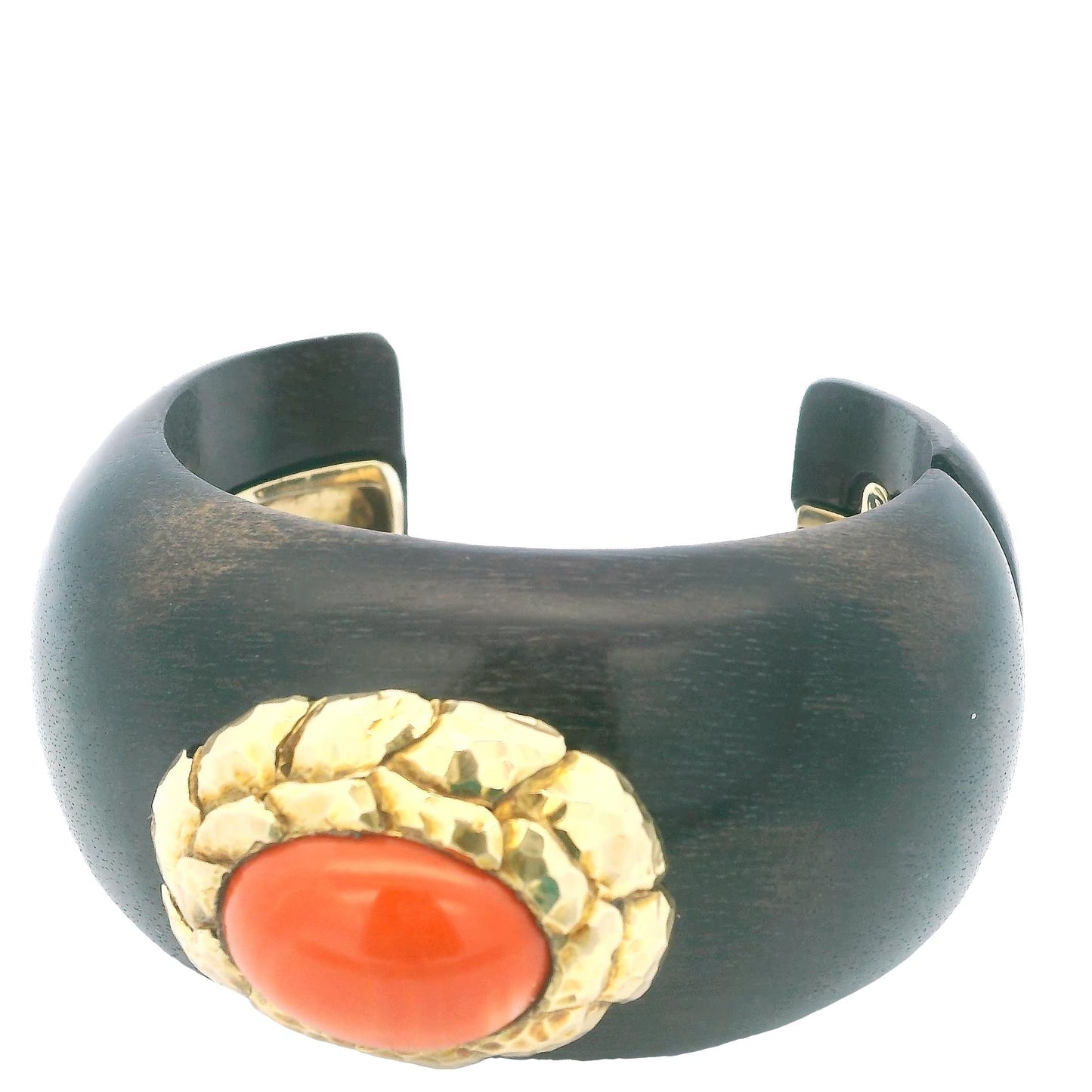 David Webb 18K Yellow Gold Wood W/Cl Top