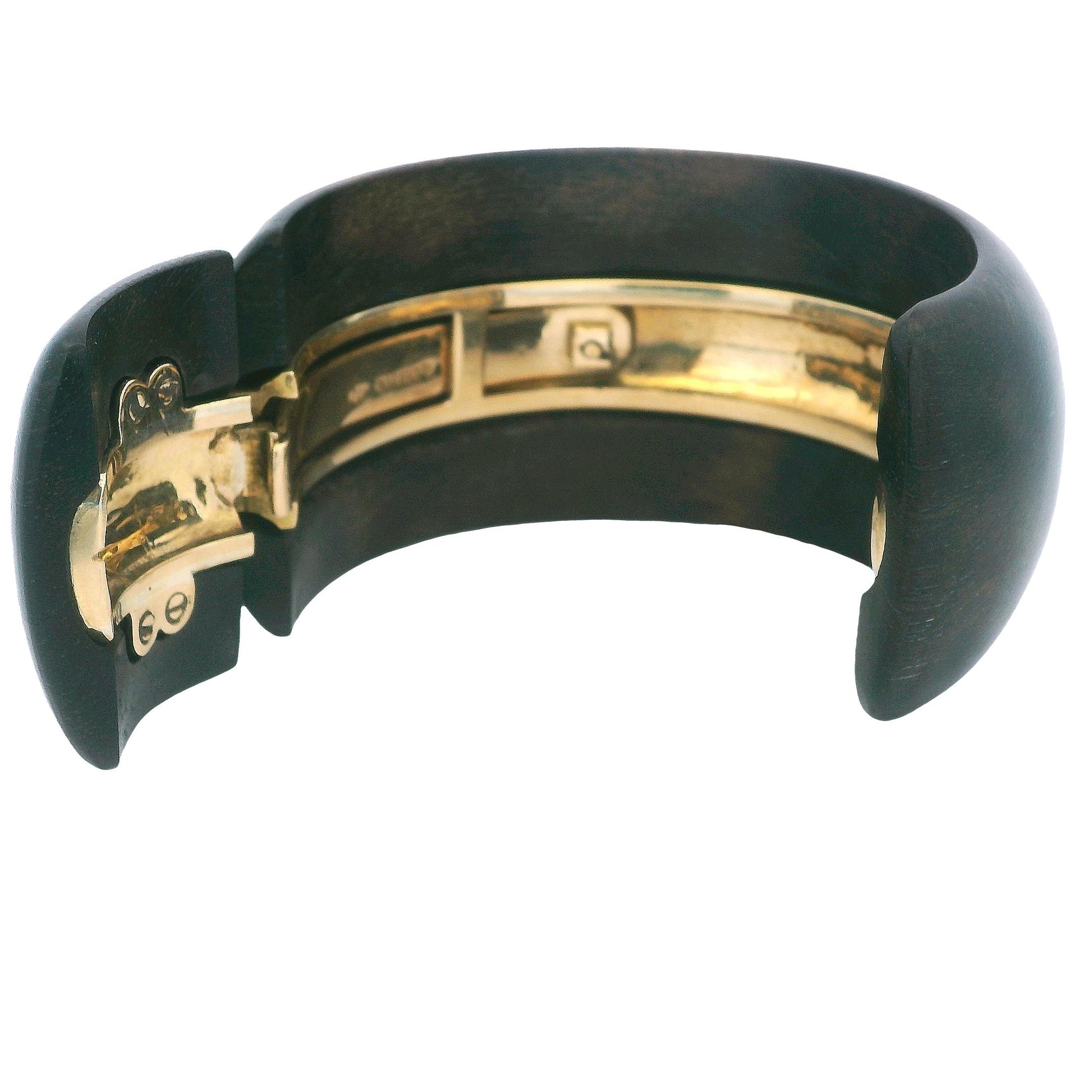 David Webb 18K Yellow Gold Wood W/Cl Top