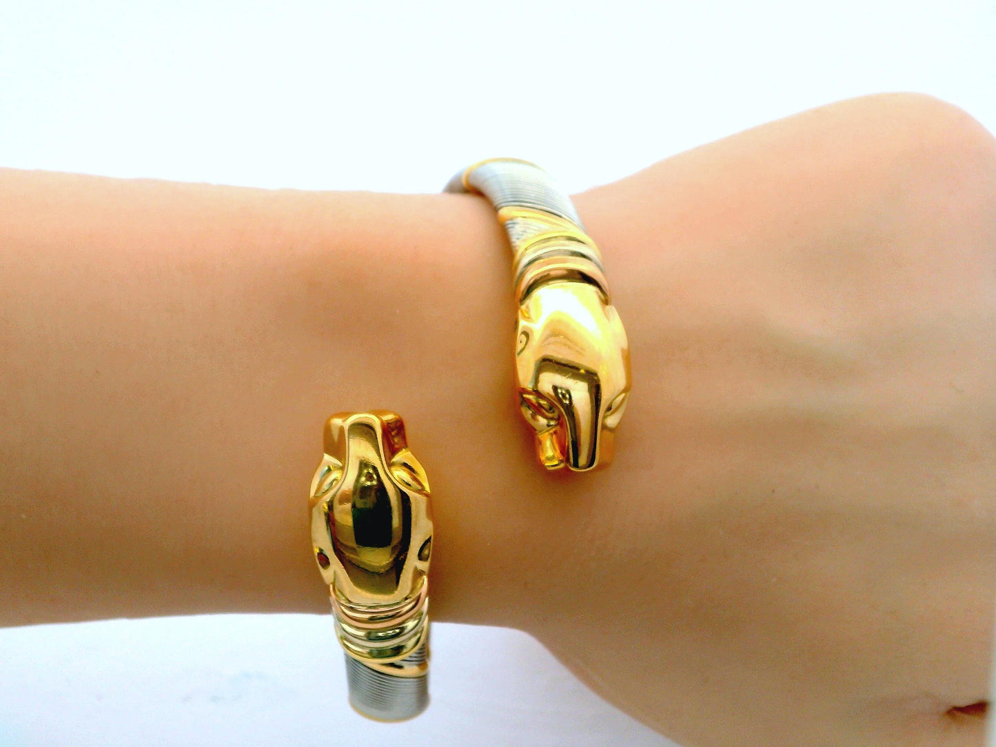 Cartier 18k Yellow Gold & Stainless Steel Panthere Collection Bangle Bracelet