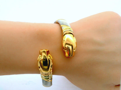 Cartier 18k Yellow Gold & Stainless Steel Panthere Collection Bangle Bracelet