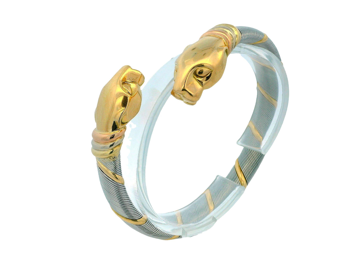 Cartier 18k Yellow Gold & Stainless Steel Panthere Collection Bangle Bracelet