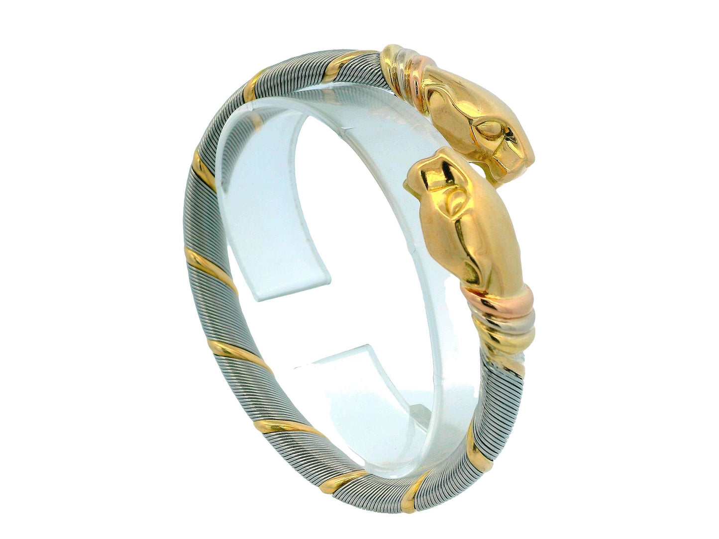 Cartier 18k Yellow Gold & Stainless Steel Panthere Collection Bangle Bracelet