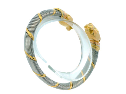 Cartier 18k Yellow Gold & Stainless Steel Panthere Collection Bangle Bracelet