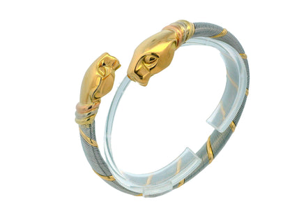 Cartier 18k Yellow Gold & Stainless Steel Panthere Collection Bangle Bracelet
