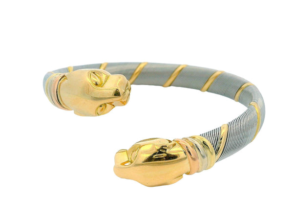 Cartier 18k Yellow Gold & Stainless Steel Panthere Collection Bangle Bracelet