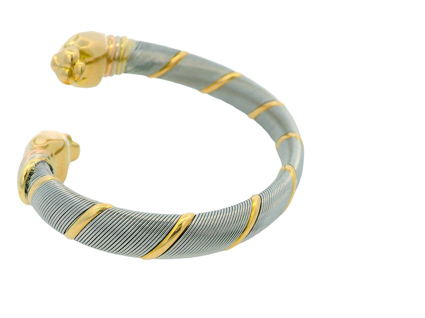 Cartier 18k Yellow Gold & Stainless Steel Panthere Collection Bangle Bracelet