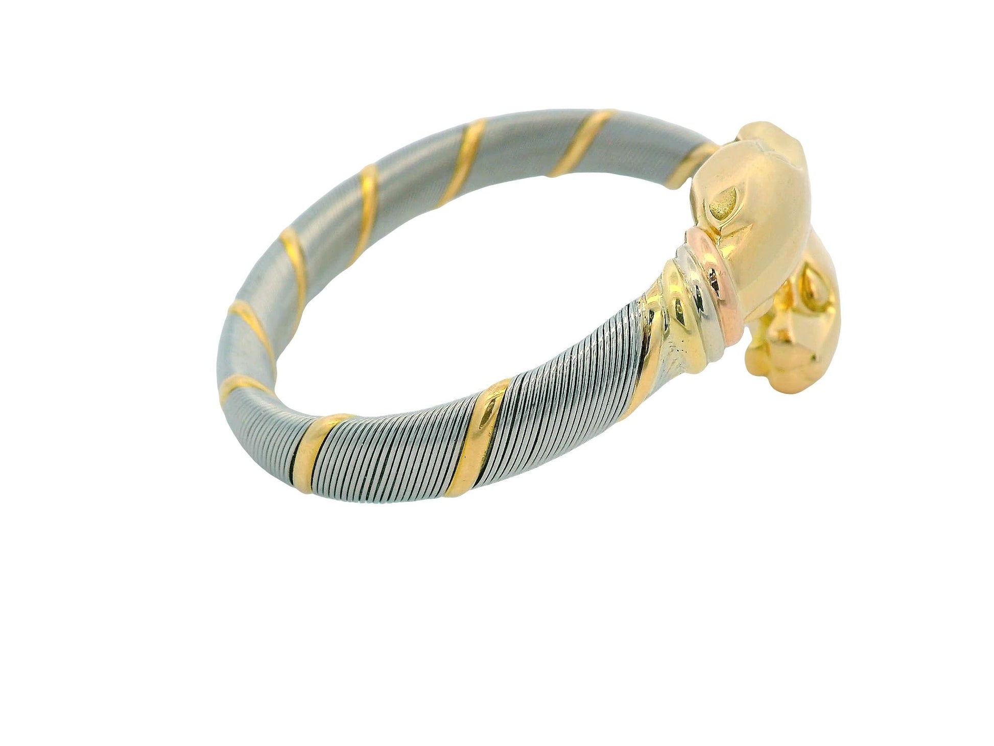 Cartier 18k Yellow Gold & Stainless Steel Panthere Collection Bangle Bracelet