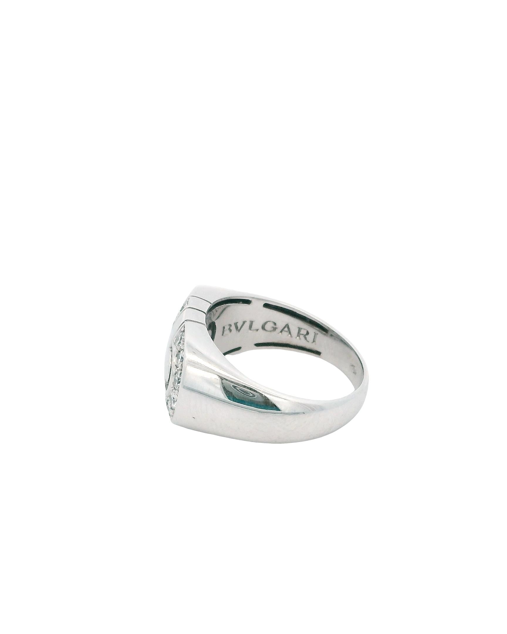 Bvlgari Parentesi Diamond 18k White Gold Ring Sz 7