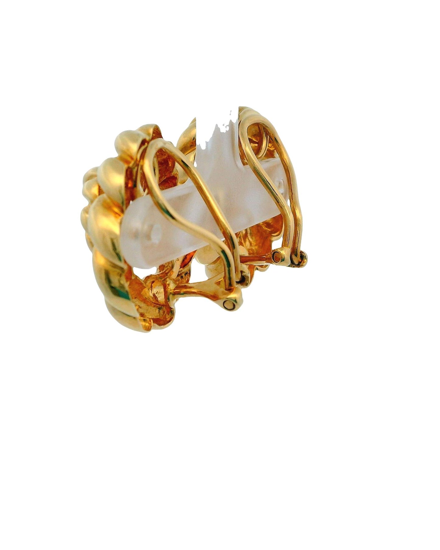 Verdura 18k Yellow Gold Floral Clip On Earrings W/Box