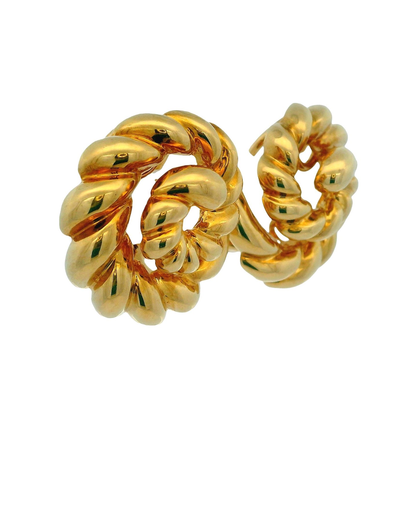 Verdura 18k Yellow Gold Floral Clip On Earrings W/Box