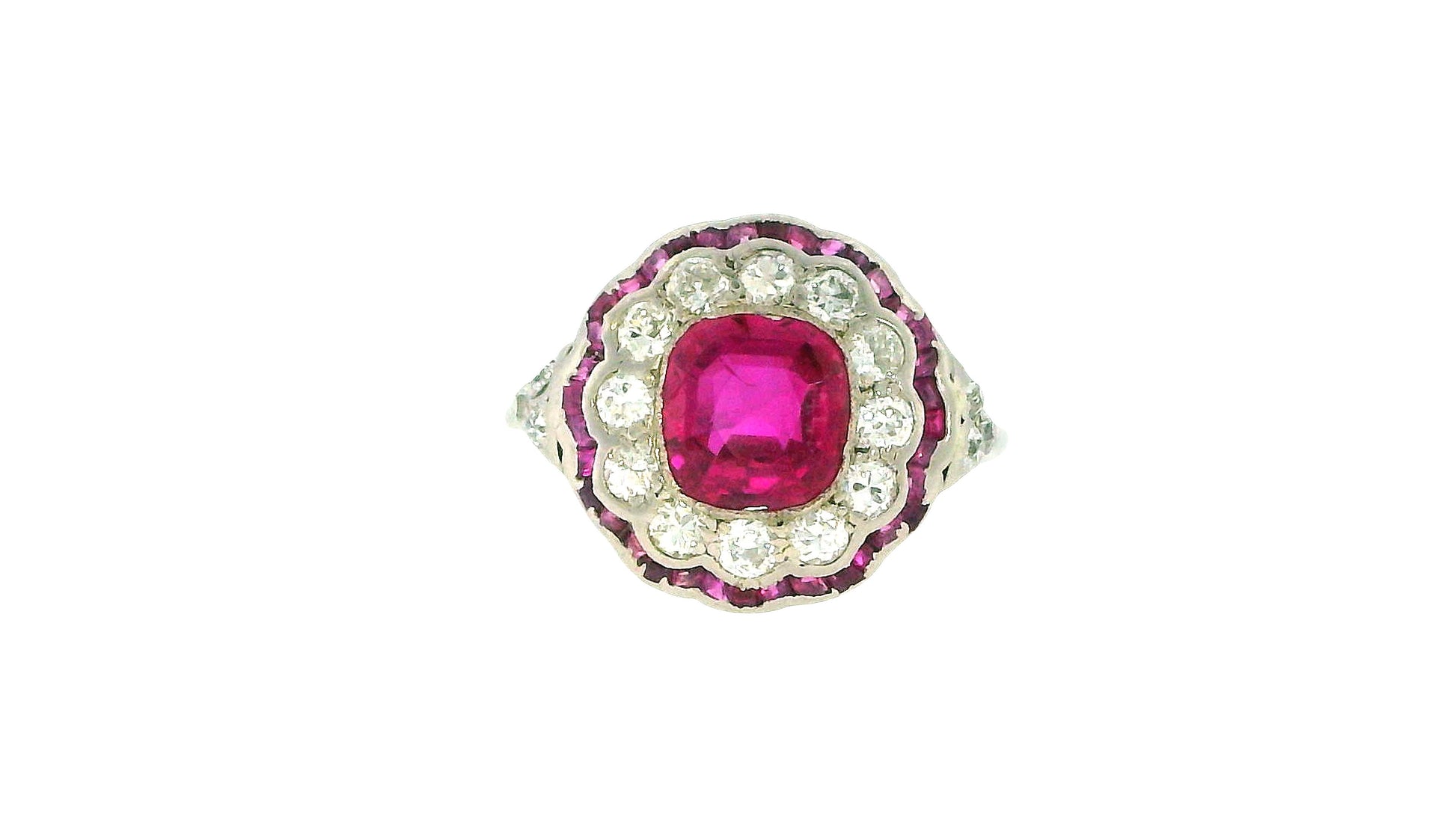 Art-Deco Platinum Burma Ruby Ring & Diamonds GIA Certified
