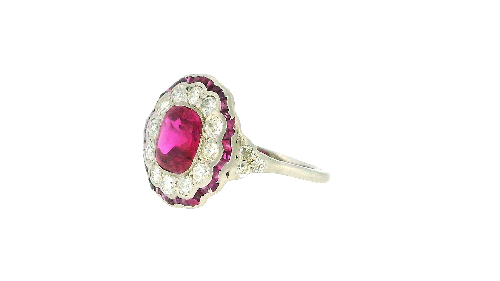 Art-Deco Platinum Burma Ruby Ring & Diamonds GIA Certified