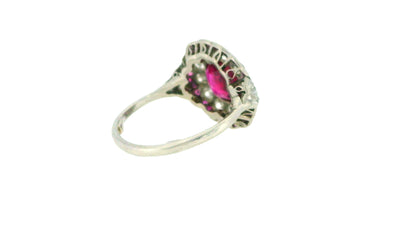 Art-Deco Platinum Burma Ruby Ring & Diamonds GIA Certified