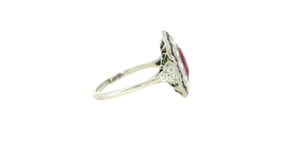 Art-Deco Platinum Burma Ruby Ring & Diamonds GIA Certified