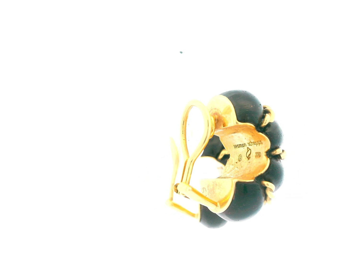 SEAMAN SCHEPPS 18K Gold and Wood 'Shrimp' Earrings