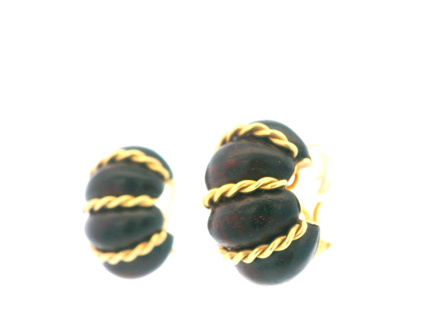 SEAMAN SCHEPPS 18K Gold and Wood 'Shrimp' Earrings