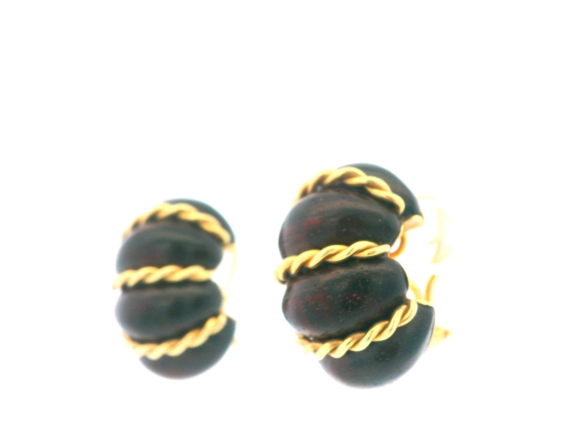 SEAMAN SCHEPPS 18K Gold and Wood 'Shrimp' Earrings