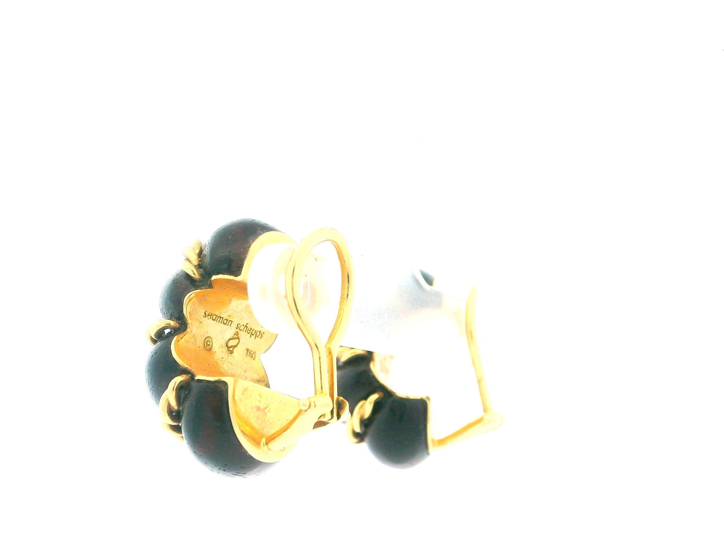 SEAMAN SCHEPPS 18K Gold and Wood 'Shrimp' Earrings