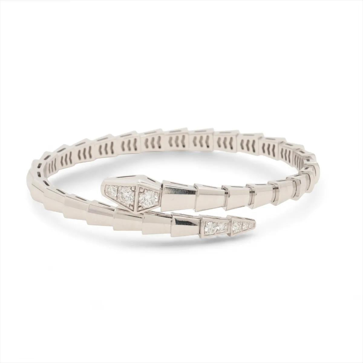 Bvlgari Serpenti Viper 18K White Gold & Diamond Bracelet & Certificate 2025