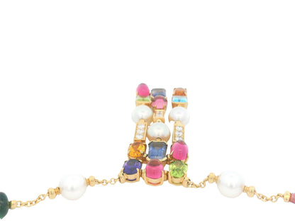 Bulgari Allegra 18K Yellow Gold Multi Gemstone Drop Necklace