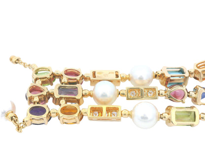 Bulgari Allegra 18K Yellow Gold Multi Gemstone Drop Necklace