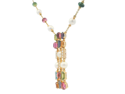 Bulgari Allegra 18K Yellow Gold Multi Gemstone Drop Necklace