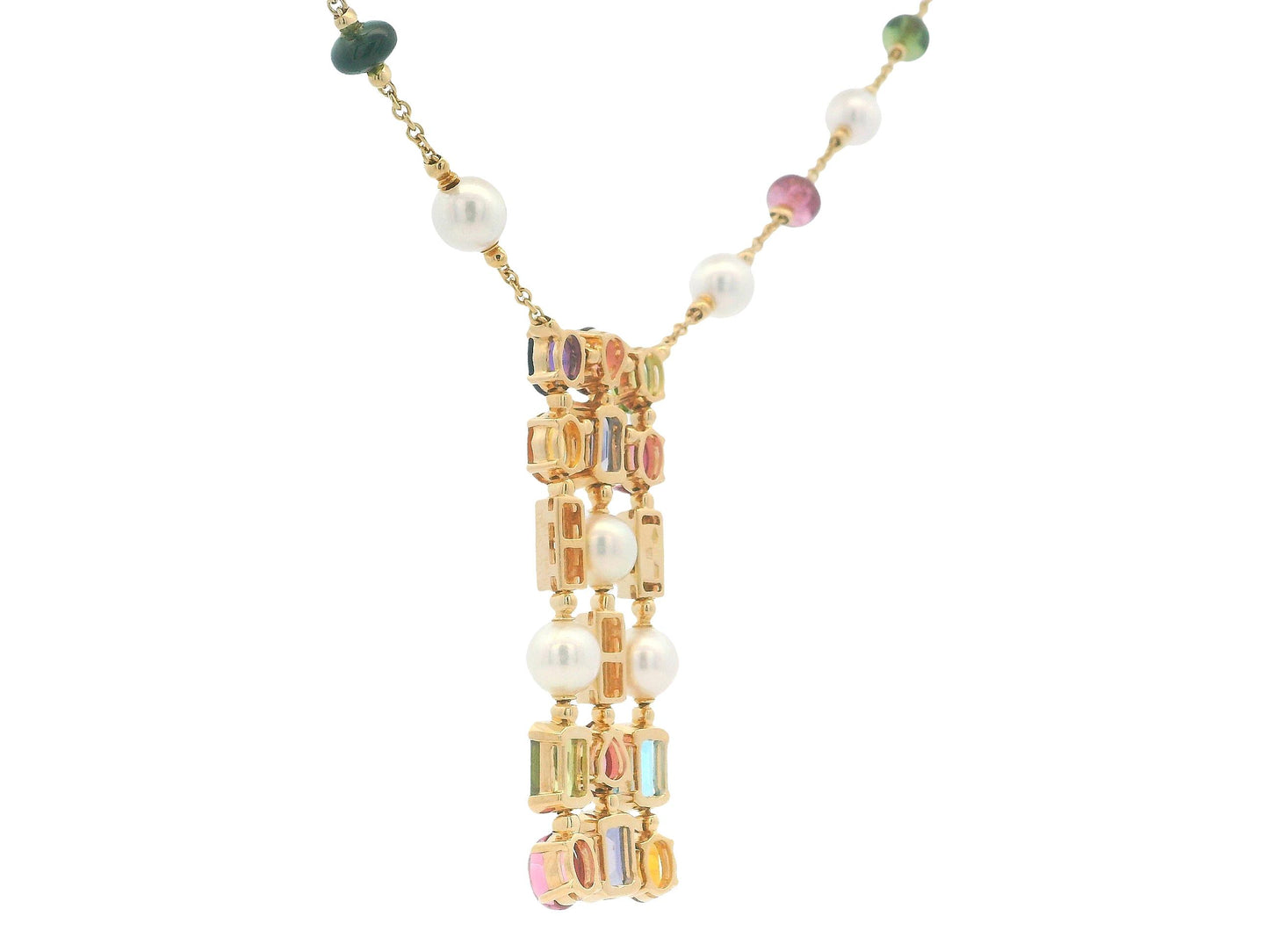 Bulgari Allegra 18K Yellow Gold Multi Gemstone Drop Necklace