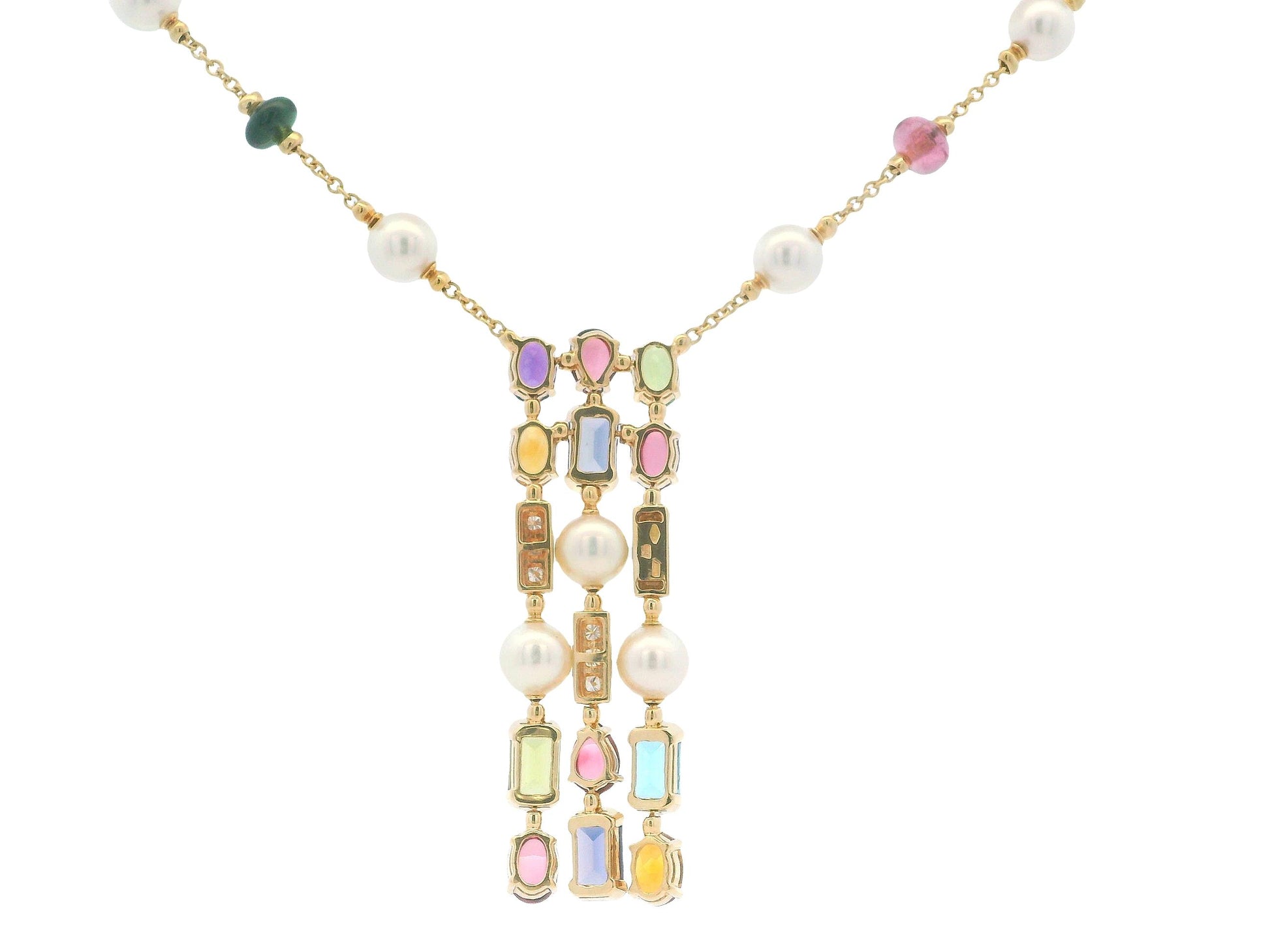 Bulgari Allegra 18K Yellow Gold Multi Gemstone Drop Necklace