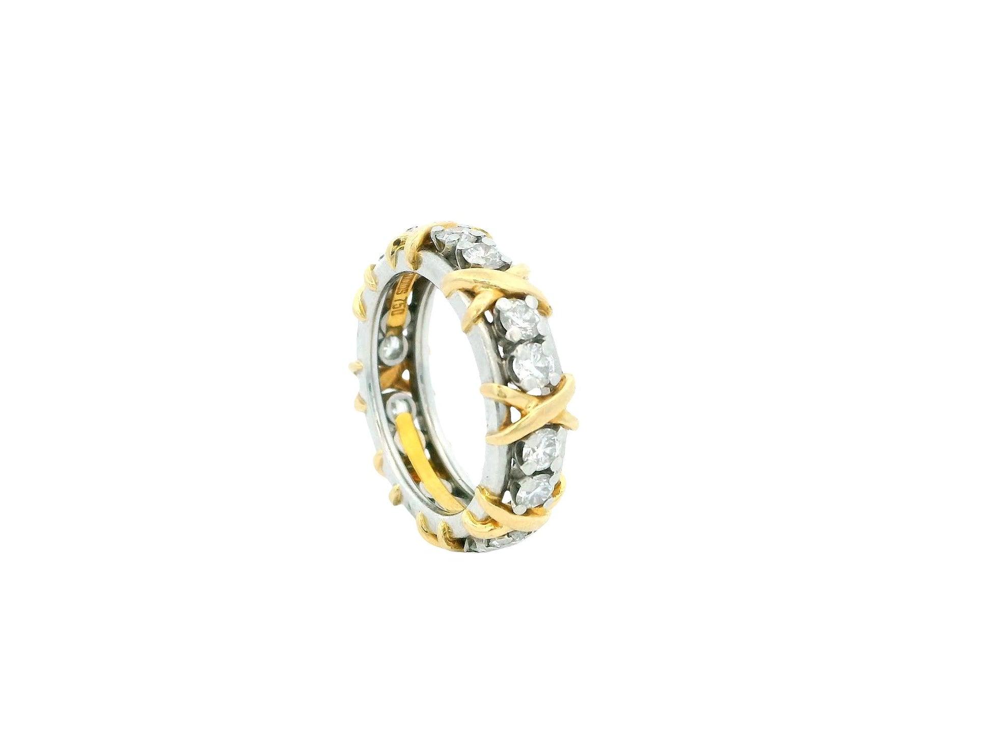 Tiffany & Co. Schlumberger Sixteen Diamond Stone Ring in Platinum and Gold