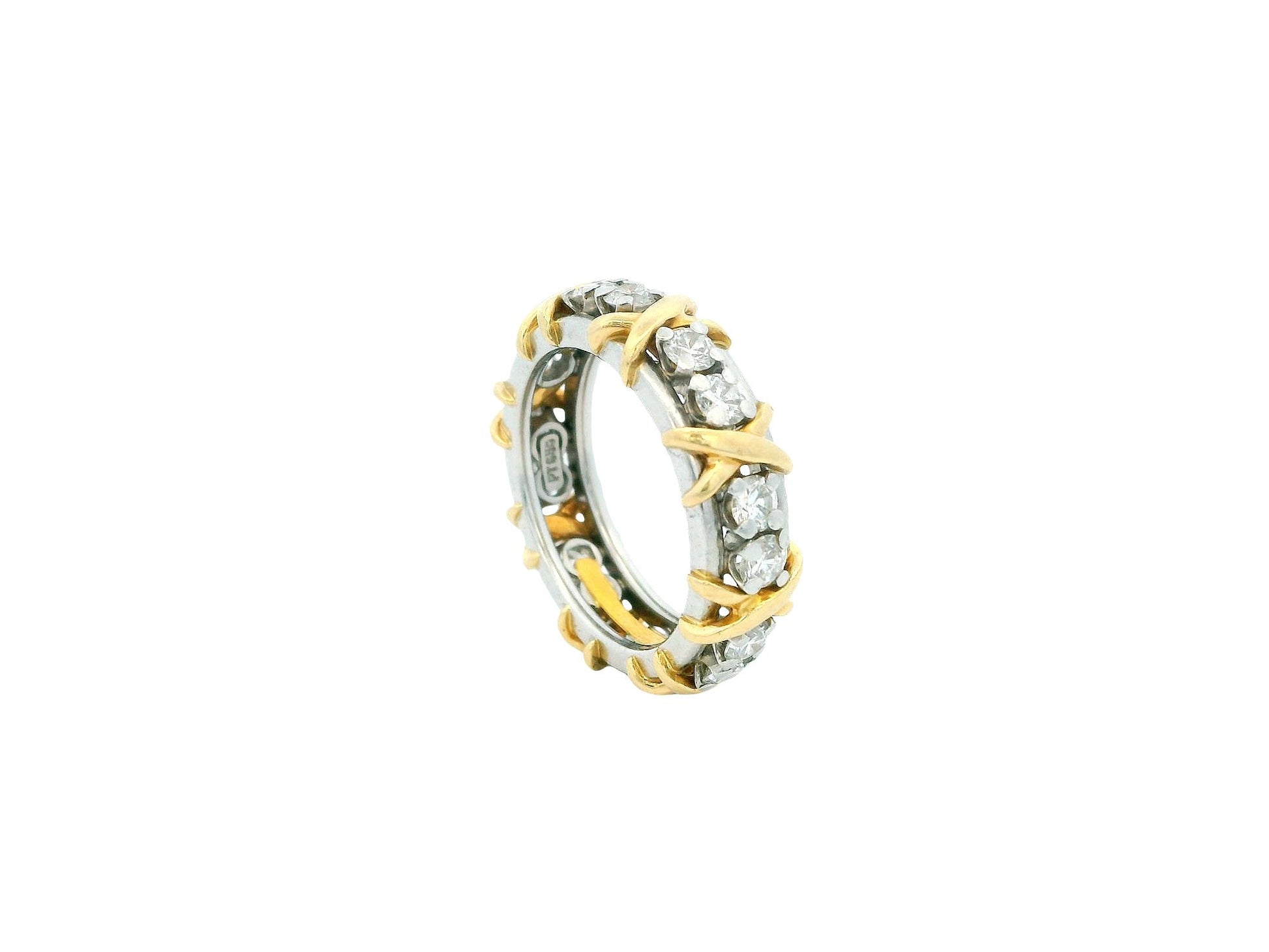 Tiffany & Co. Schlumberger Sixteen Diamond Stone Ring in Platinum and Gold