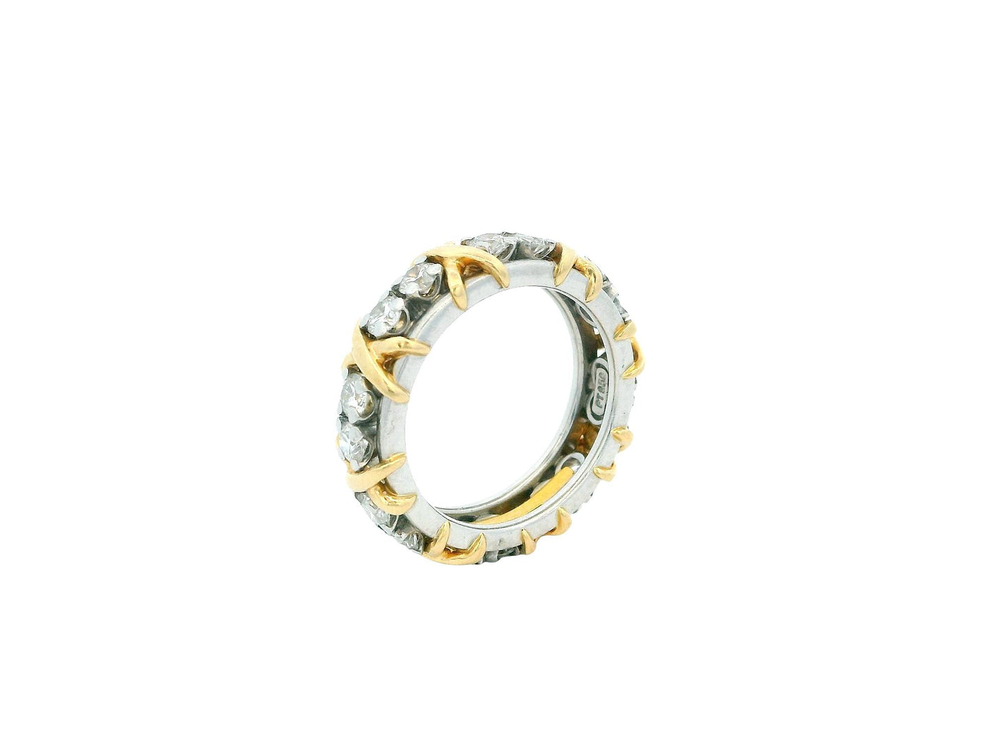Tiffany & Co. Schlumberger Sixteen Diamond Stone Ring in Platinum and Gold
