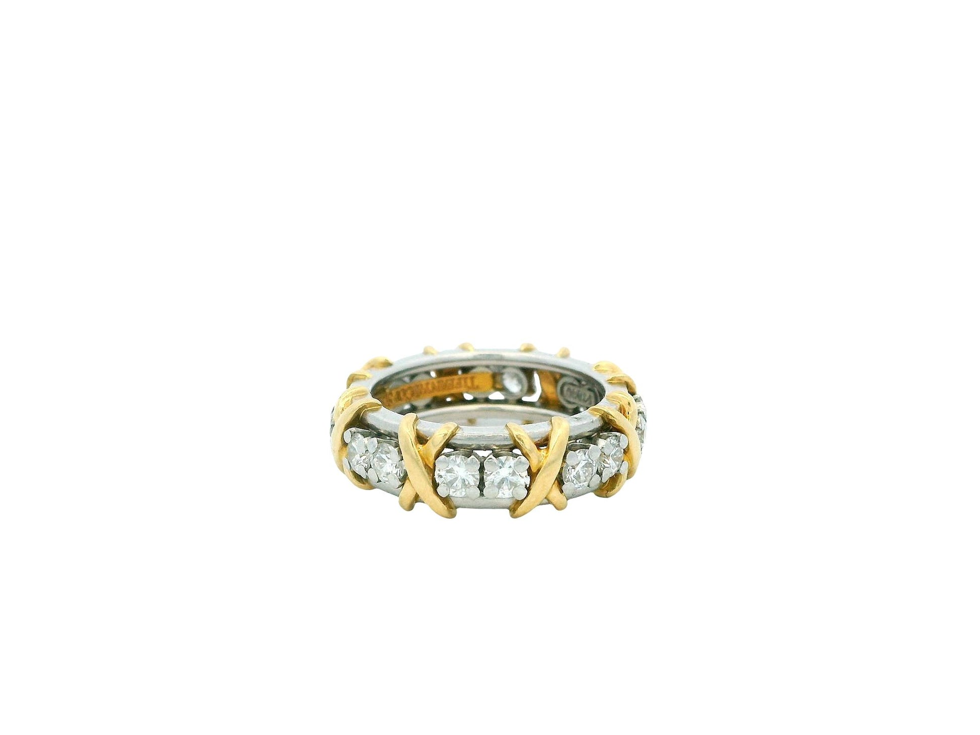 Tiffany & Co. Schlumberger Sixteen Diamond Stone Ring in Platinum and Gold